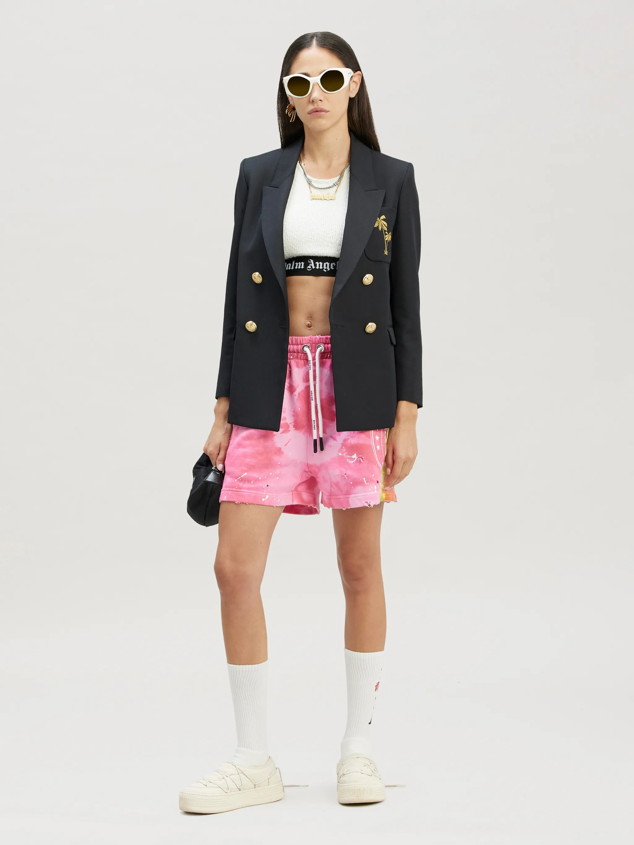 palm-embroidered blazer