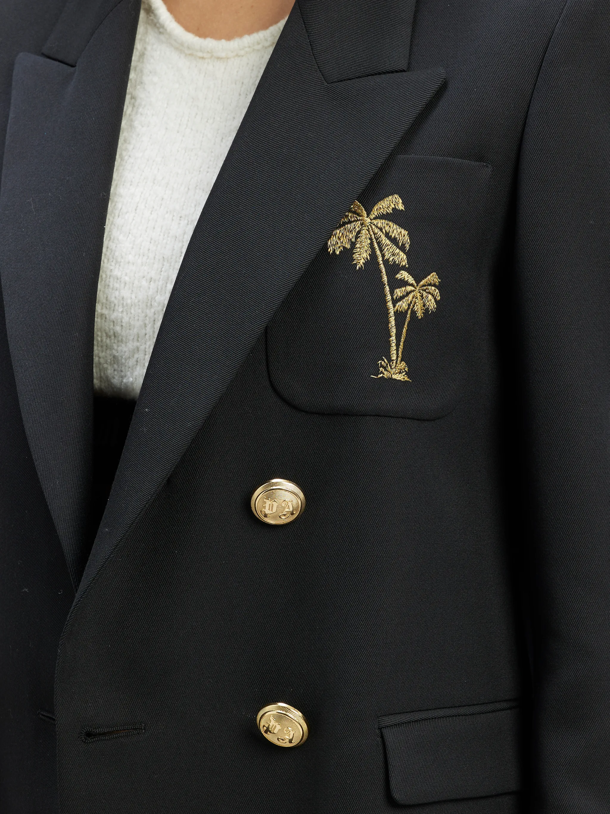 palm-embroidered blazer