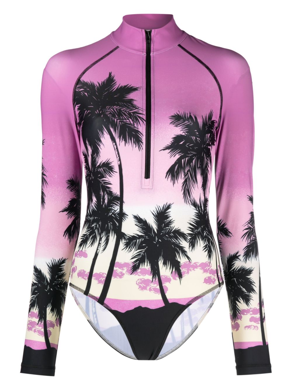 PALM ANGELS SUNSET-PRINT LONG-SLEEVED SWIMSUIT