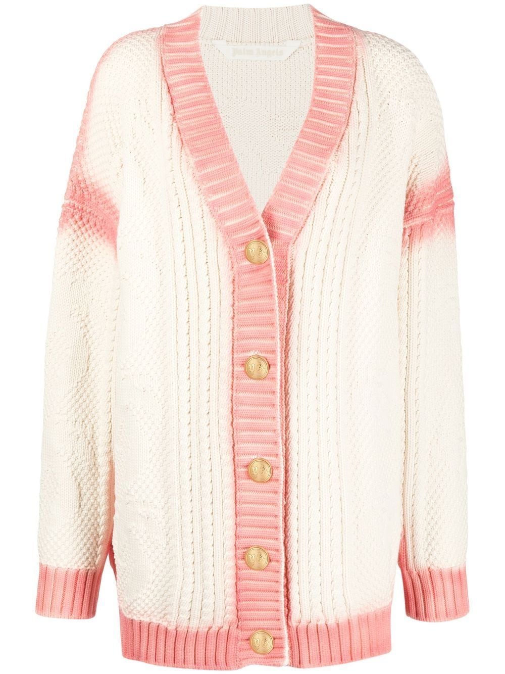 Shop Palm Angels Spray Paint-effect Logo-print Cardigan In White