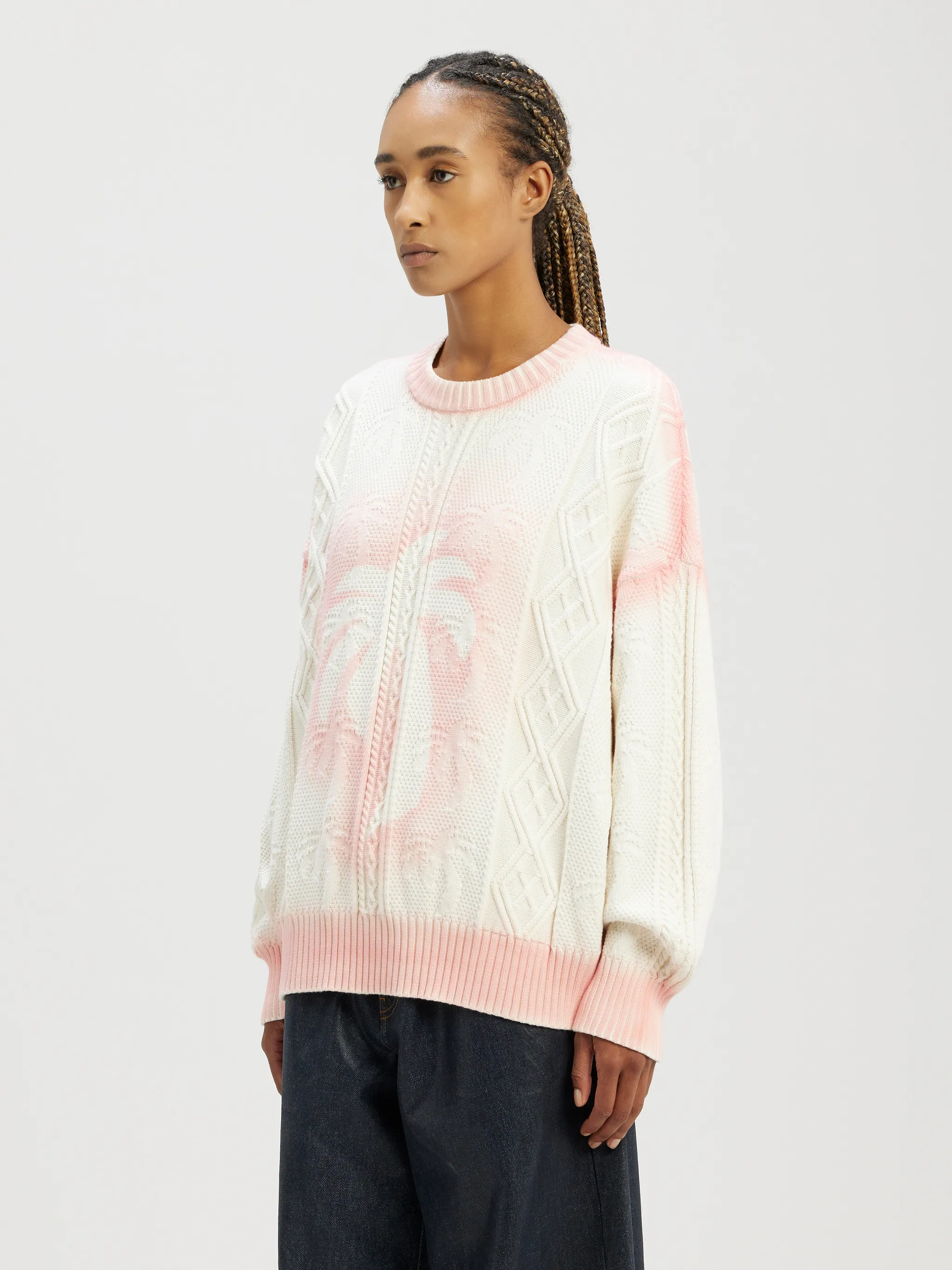 Sprayed Palm Fisherman Sweater