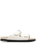 Palm Angels logo-print leather flat sandals - White