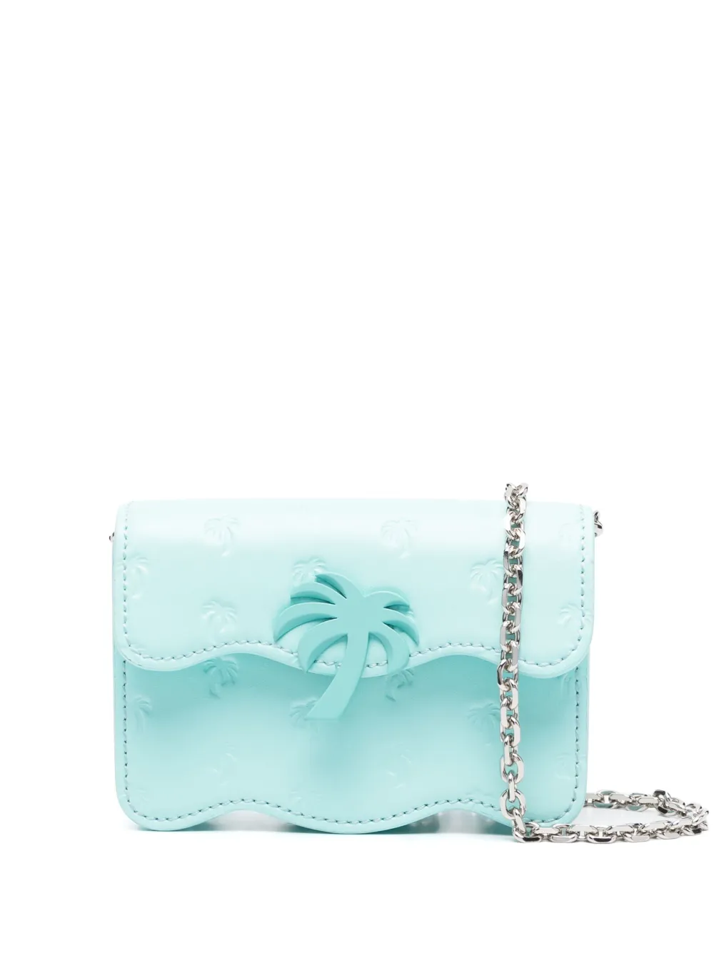 Palm Angels Palm Beach Leather Crossbody Bag In Light Blue