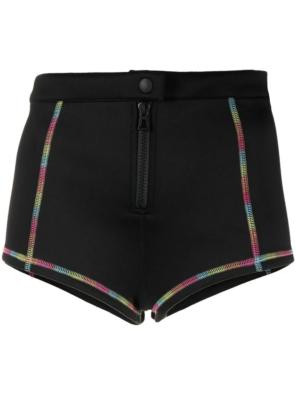 

Palm Angels rainbow-stitched logo-print surf shorts - Black