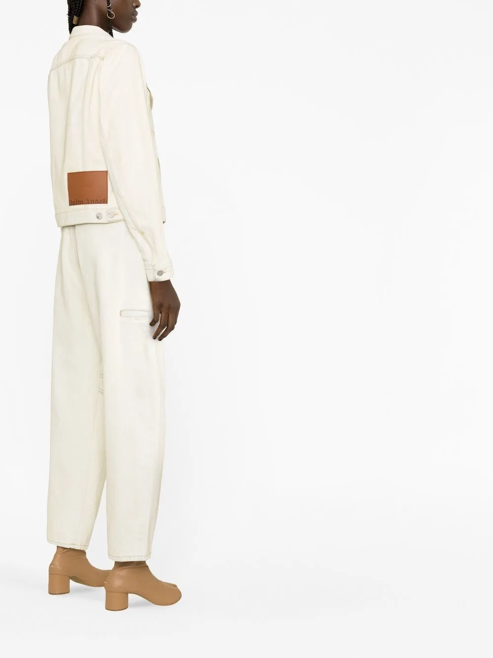 Palm Angels Bull Loose Denim Jacket In Neutrals