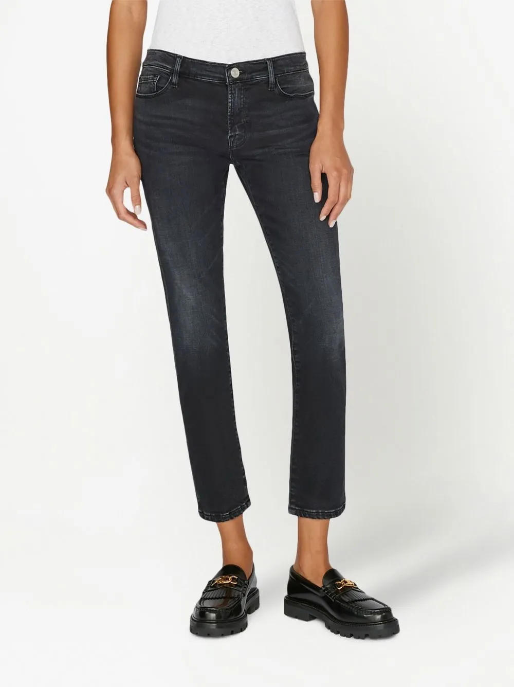 Frame Le Garcon Cropped Jeans In 黑色 ModeSens