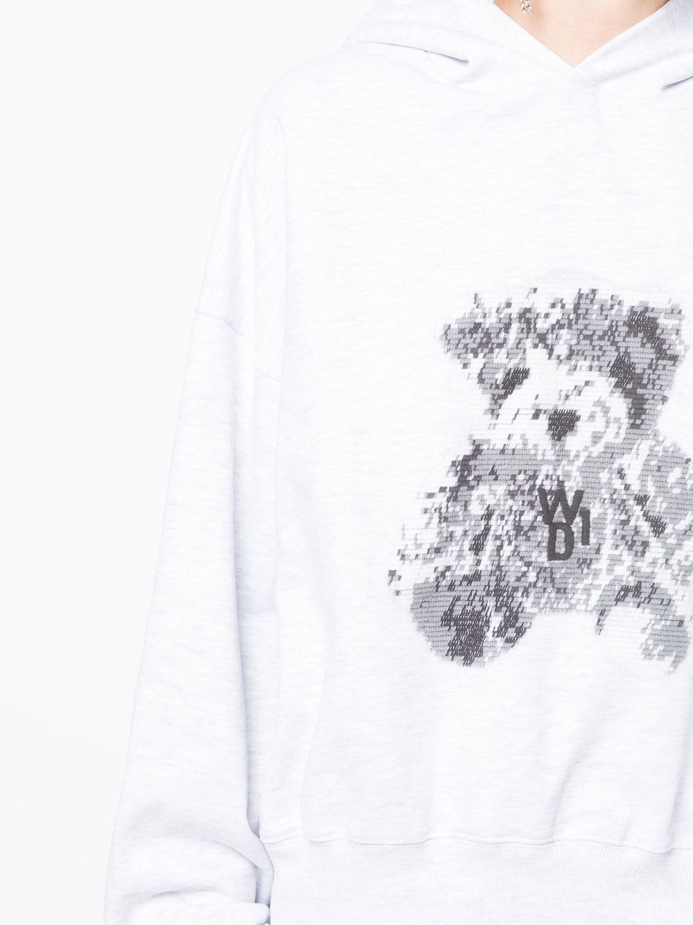 Shop We11 Done Teddy Bear Print Hoodie In Grey