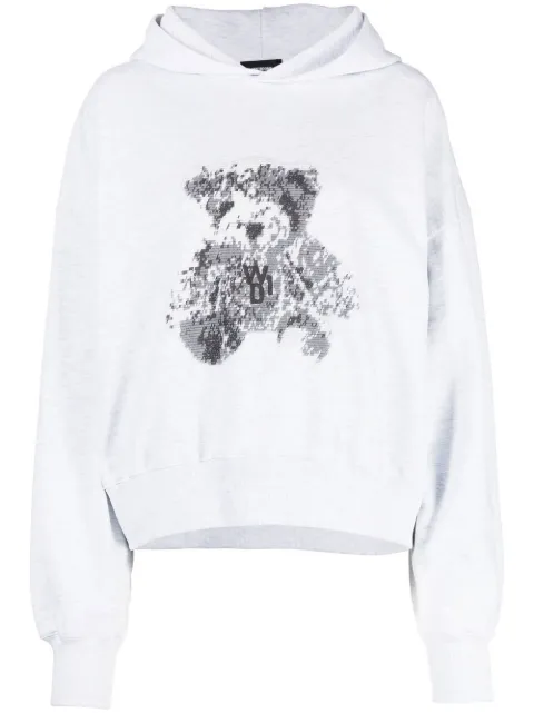 We11done teddy bear print hoodie