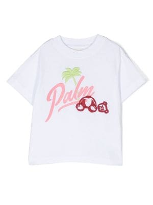 Palm Angels Kids Smiley teddy-bear Print T-shirt - Farfetch