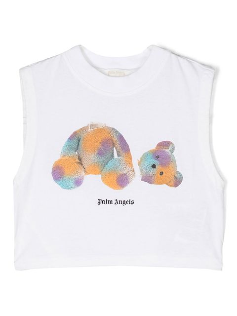 Palm Angels Kids Teddy Bear-print cropped tank top
