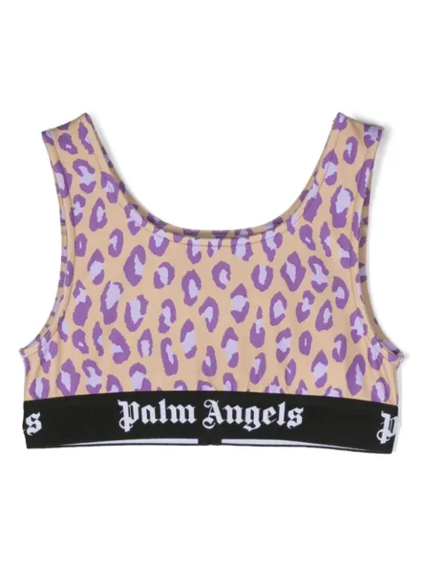 Palm Angels Kids leopard-print sport top
