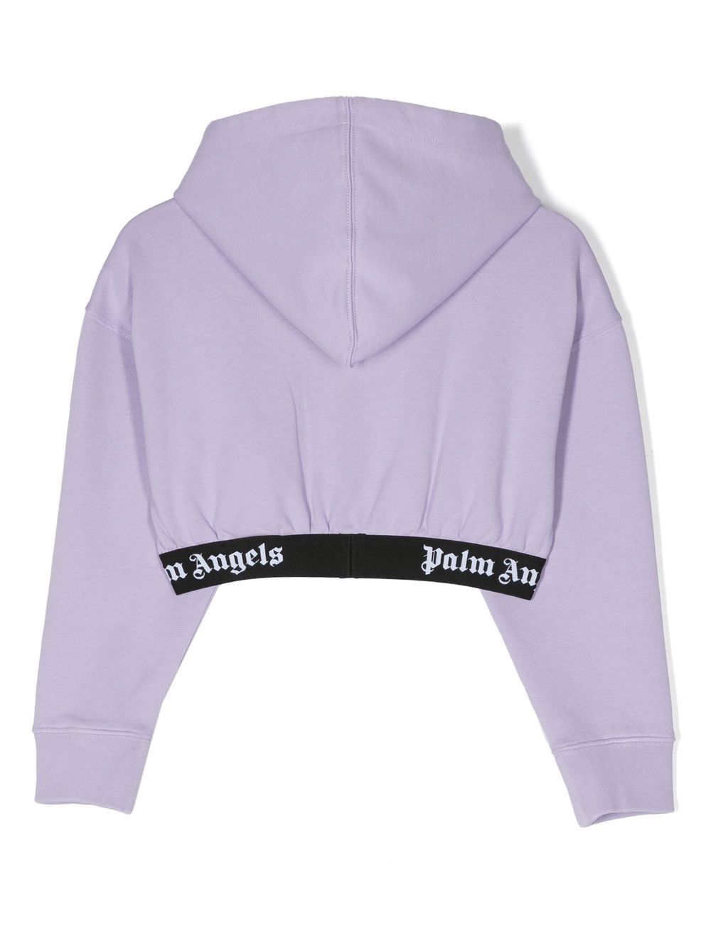 Shop Palm Angels Logo-print Cropped Hoodie In Violett