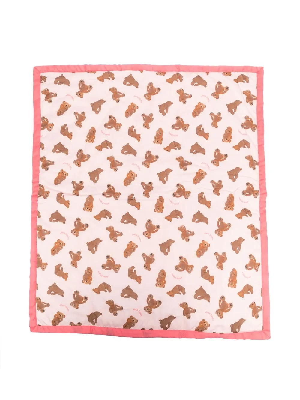 Palm Angels Babies' Teddy Bear-print Cotton Blanket In Pink