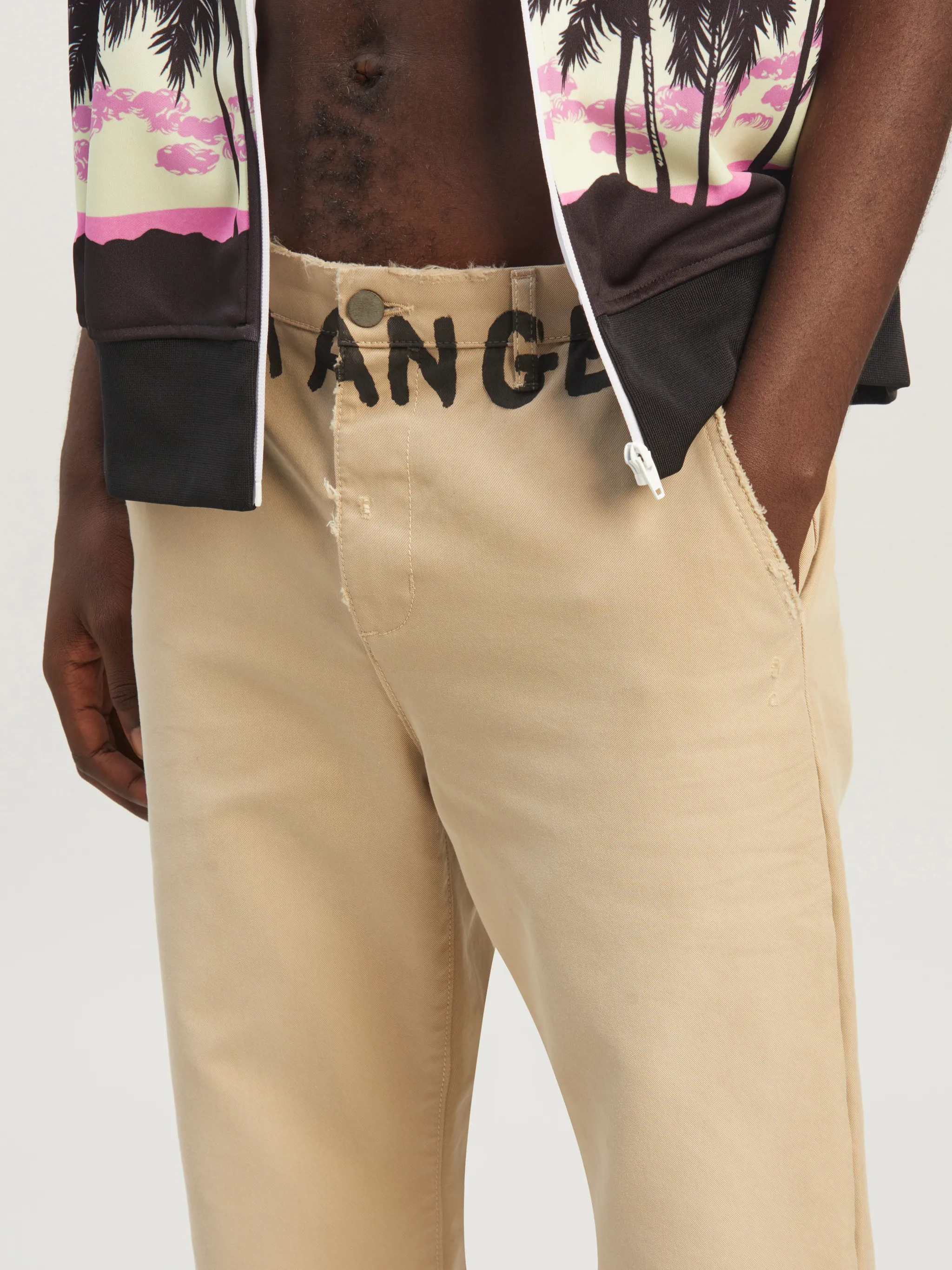 Palm Angels Logo Chino Pants in neutrals - Palm Angels® Official