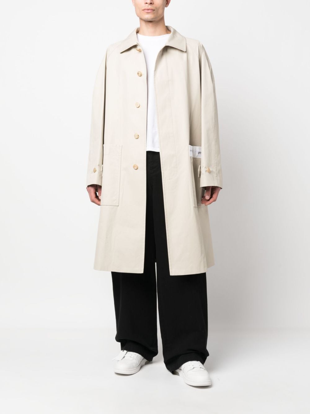 Image 2 of Palm Angels logo cotton trench coat