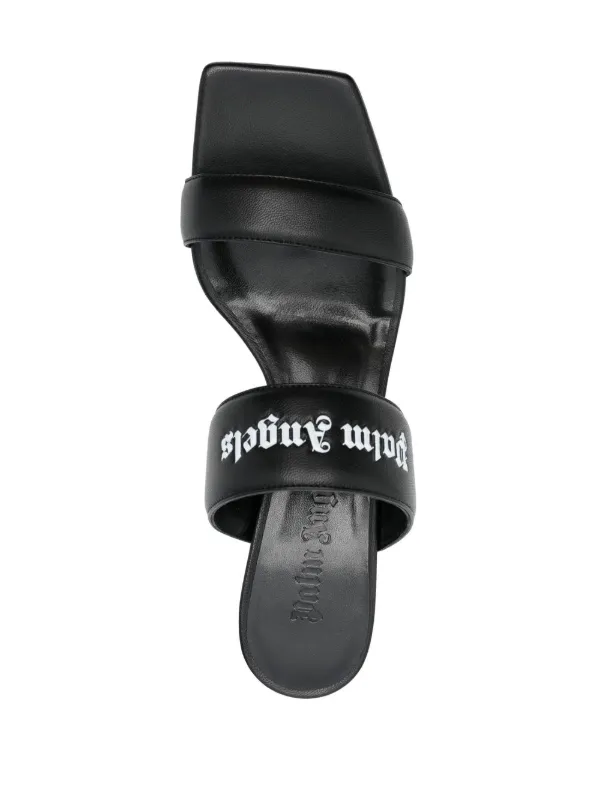 Palm Angels 関税込 レザーミュール Palm Angels ロゴバンド レザーミュール | ブラック | FARFETCH JP