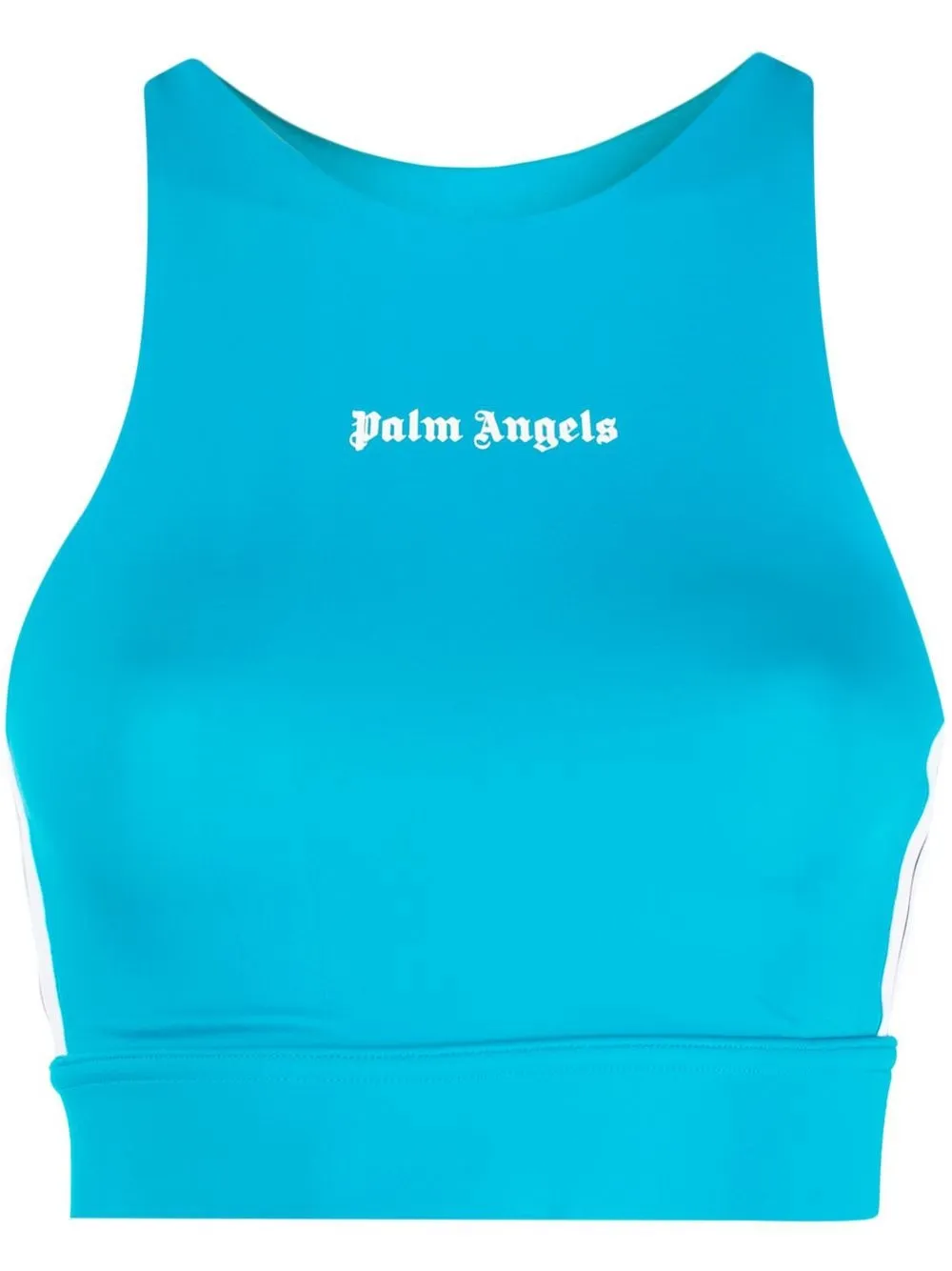 Shop Palm Angels Logo-print Cropped Vest Top In Blau