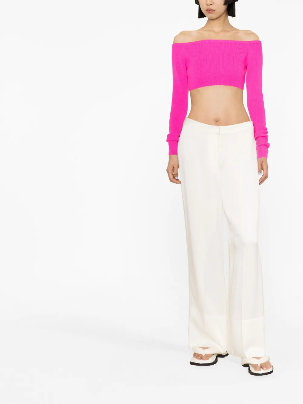 Lisa Yang Gina ribbed-knit crop top - Roze