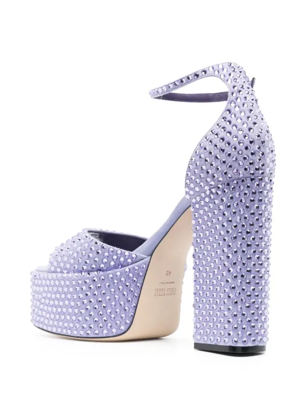130mm Embellished Satin Platform Sandals