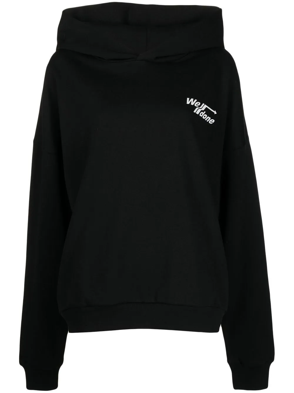 

We11done logo print cotton hoodie - Black