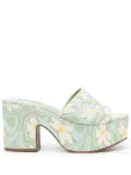 Larroude floral-print platform mules - Green