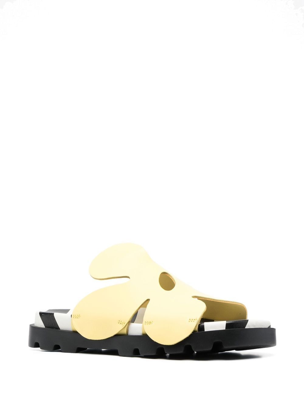 Shop Camper Twins Floral-detail Leather Sandals In Yellow