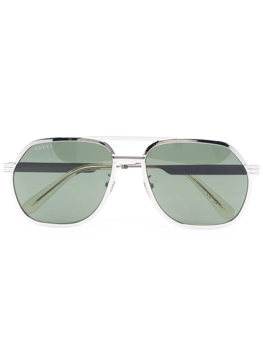 

Gucci Eyewear logo-plaque navigator-frame sunglasses - Silver