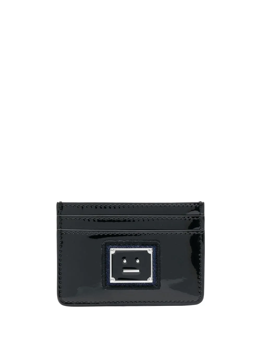 

Acne Studios logo motif plaque patent leather card holder - Black