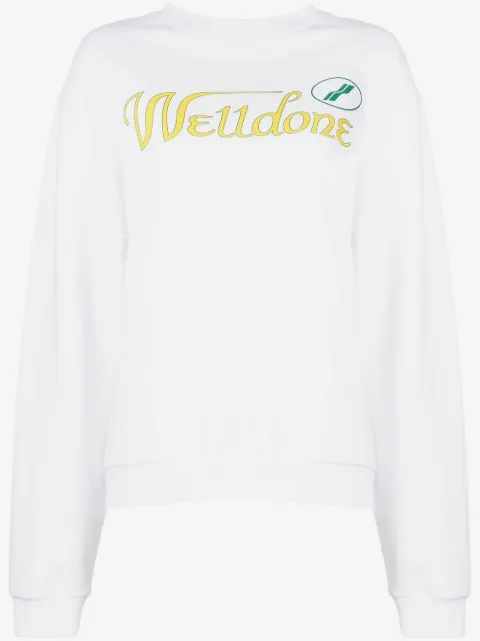 We11done logo-print cotton hoodie