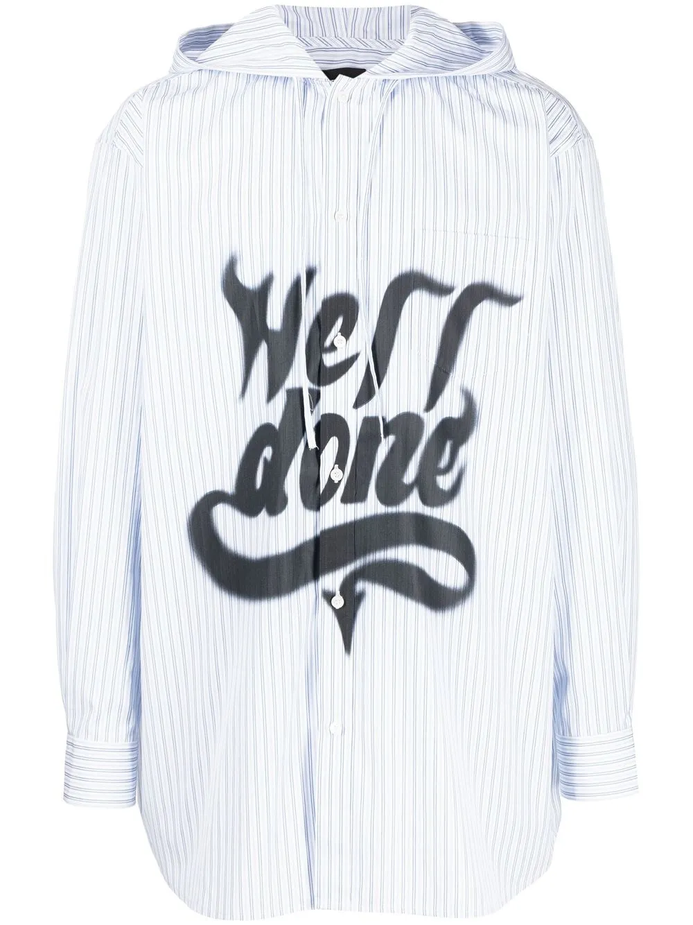 

We11done logo-print hooded shirt - Blue