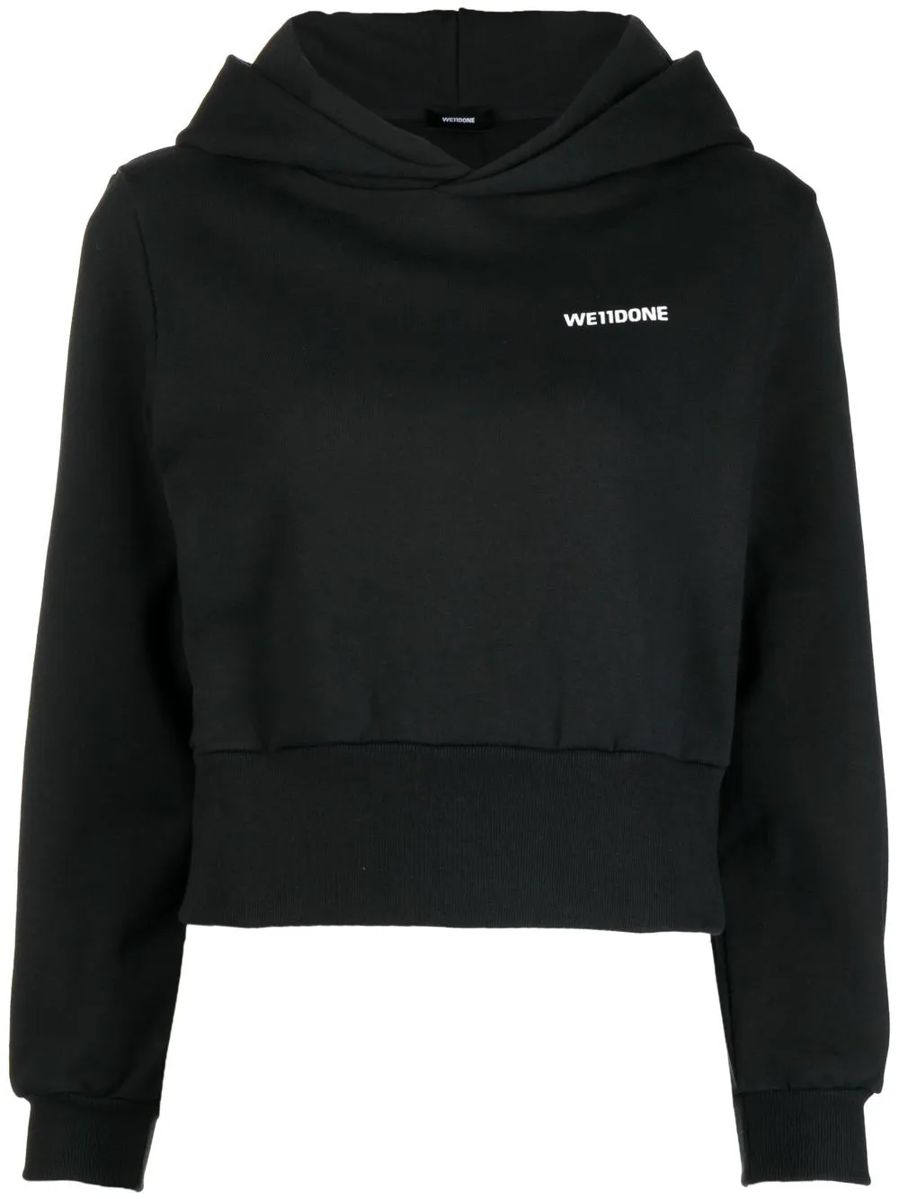 

We11done logo patch cotton hoodie - Black