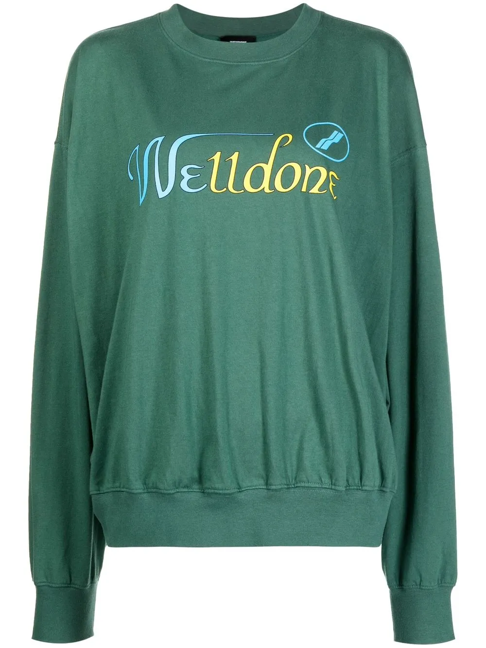 

We11done cursive logo-print sweatshirt - Green