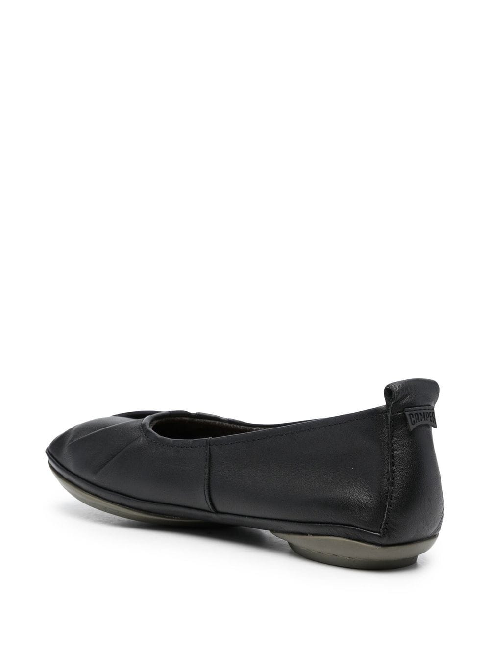 Shop Camper Pleated-detail Ballerina Shoes In Black