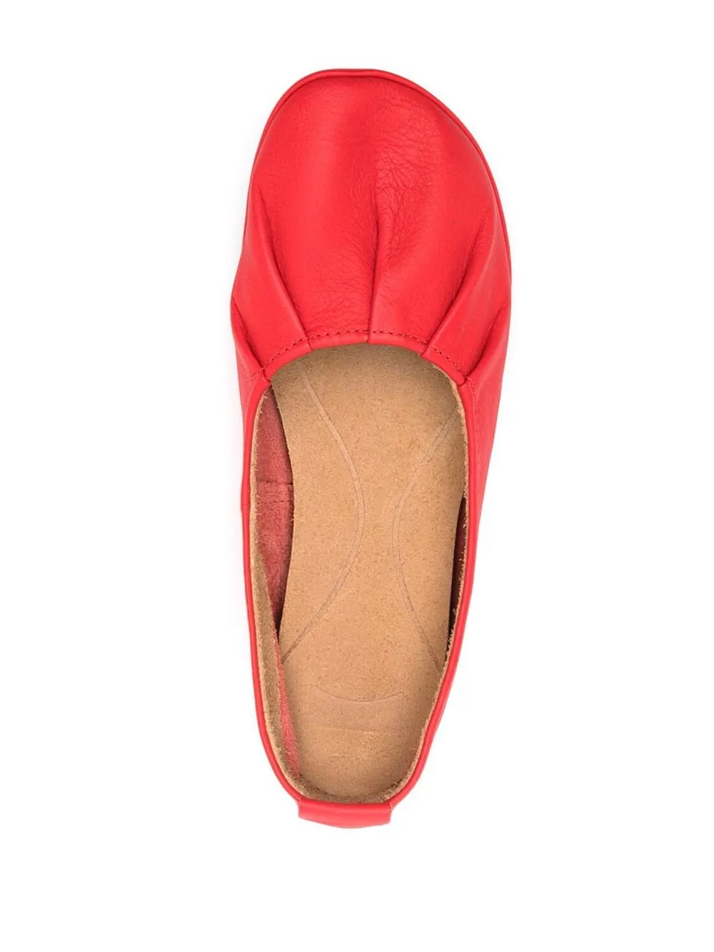 Camper Right Nina Leather Ballerina Shoes In Red