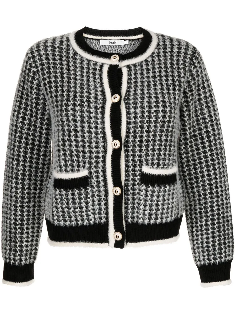 B+ab Brushed Patterned Intarsia Cardigan In Black