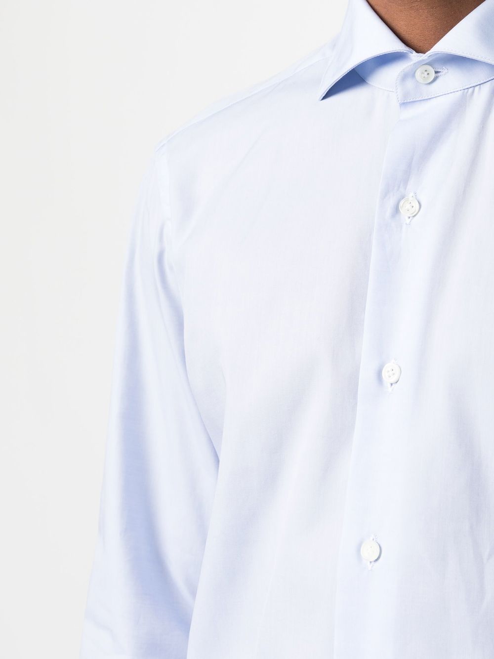 Shop D4.0 Spread-collar Cotton Shirt In Blue