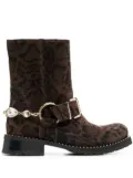 Sophia Webster Blake leopard-print biker boots - Brown
