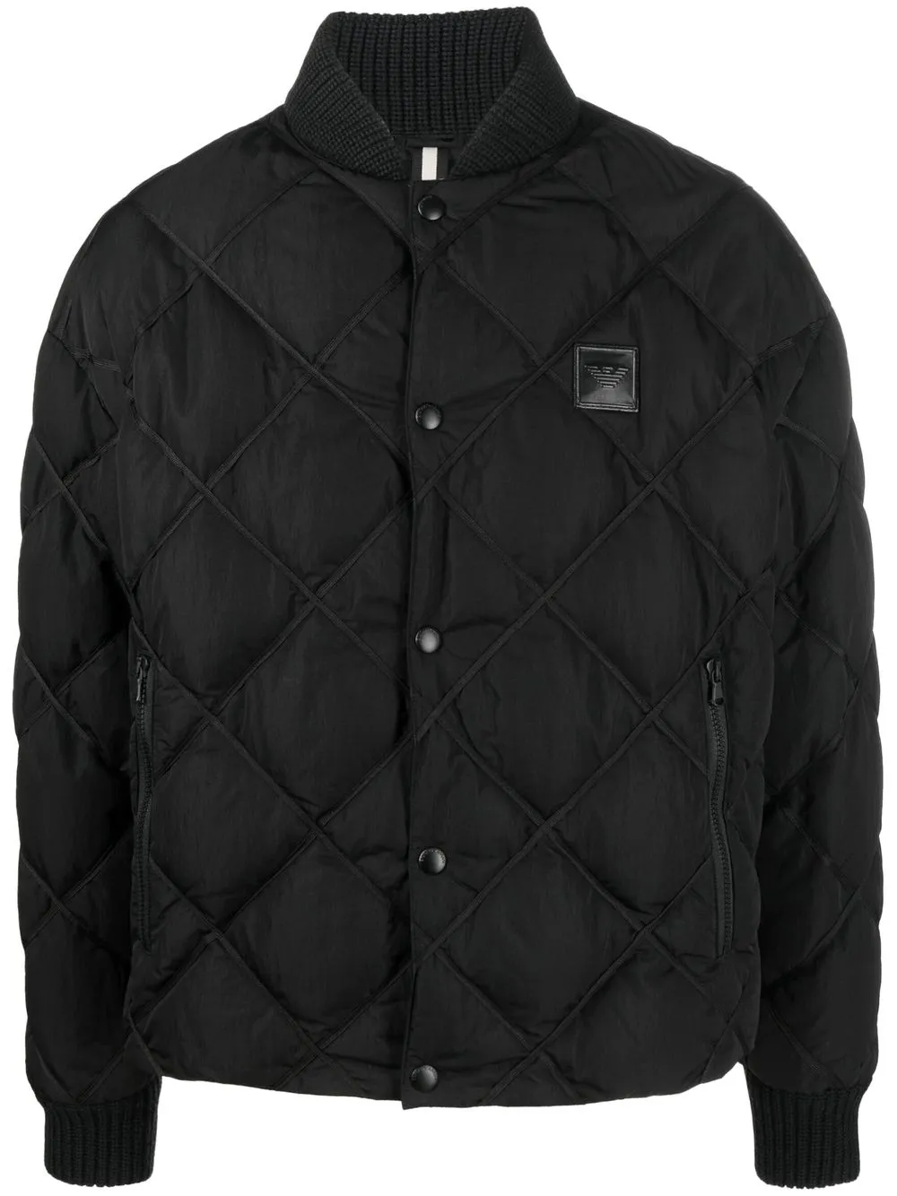 logo-patch diamond-quilted bomber jacket