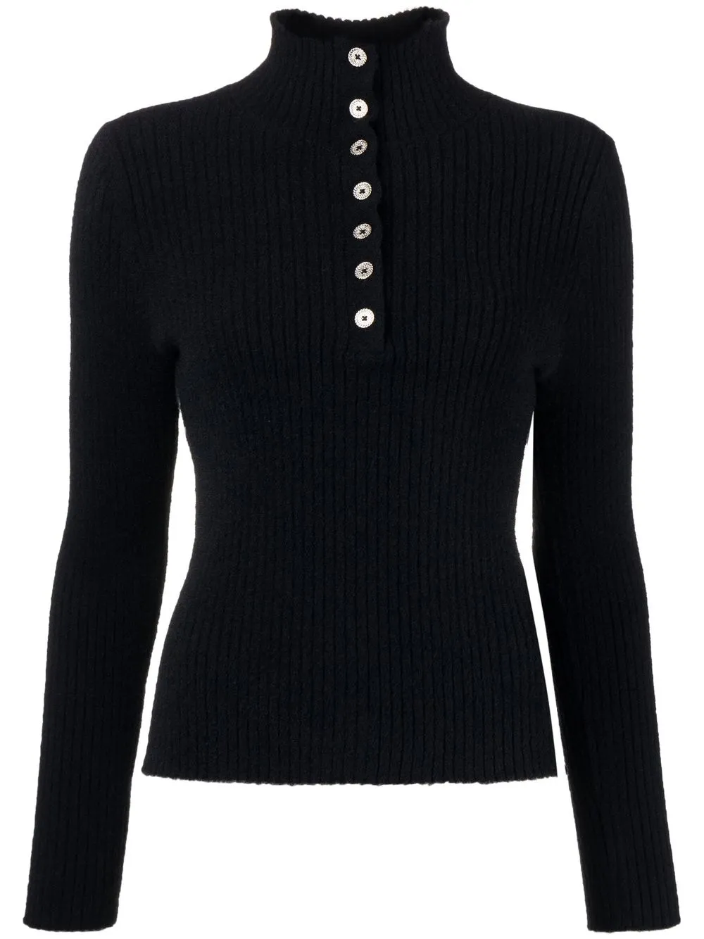 

tout a coup ribbed button-up jumper - Black