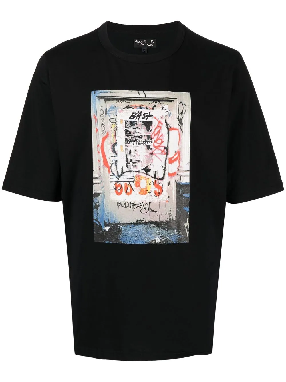 

agnès b. graphic-print detail T-shirt - Black