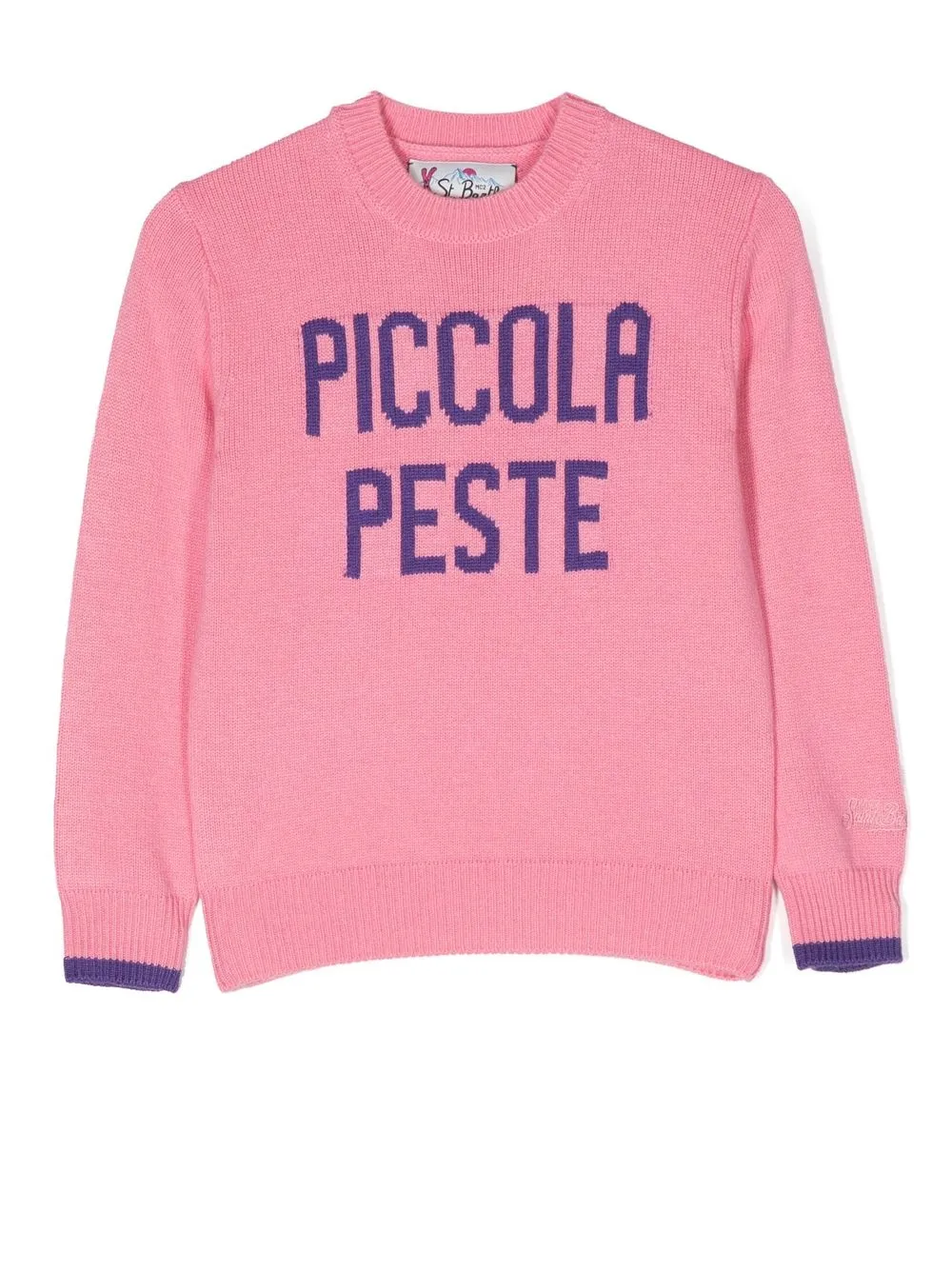

MC2 Saint Barth Kids intarsia-slogan crew neck jumper - Pink