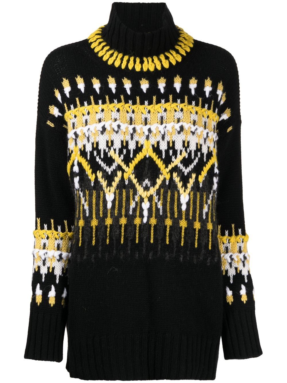 Ermanno Scervino Intarsia-knit Chunky Sweater In Black