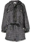 Edward Achour Paris tweed hooded short jumpsuit - Black