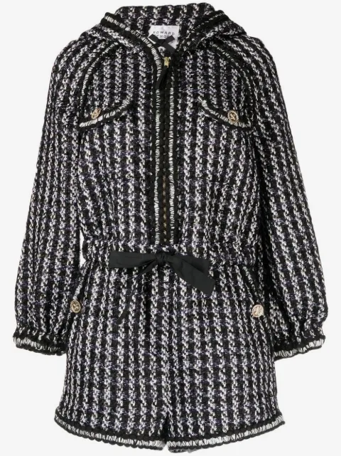 Edward Achour Paris tweed hooded short jumpsuit