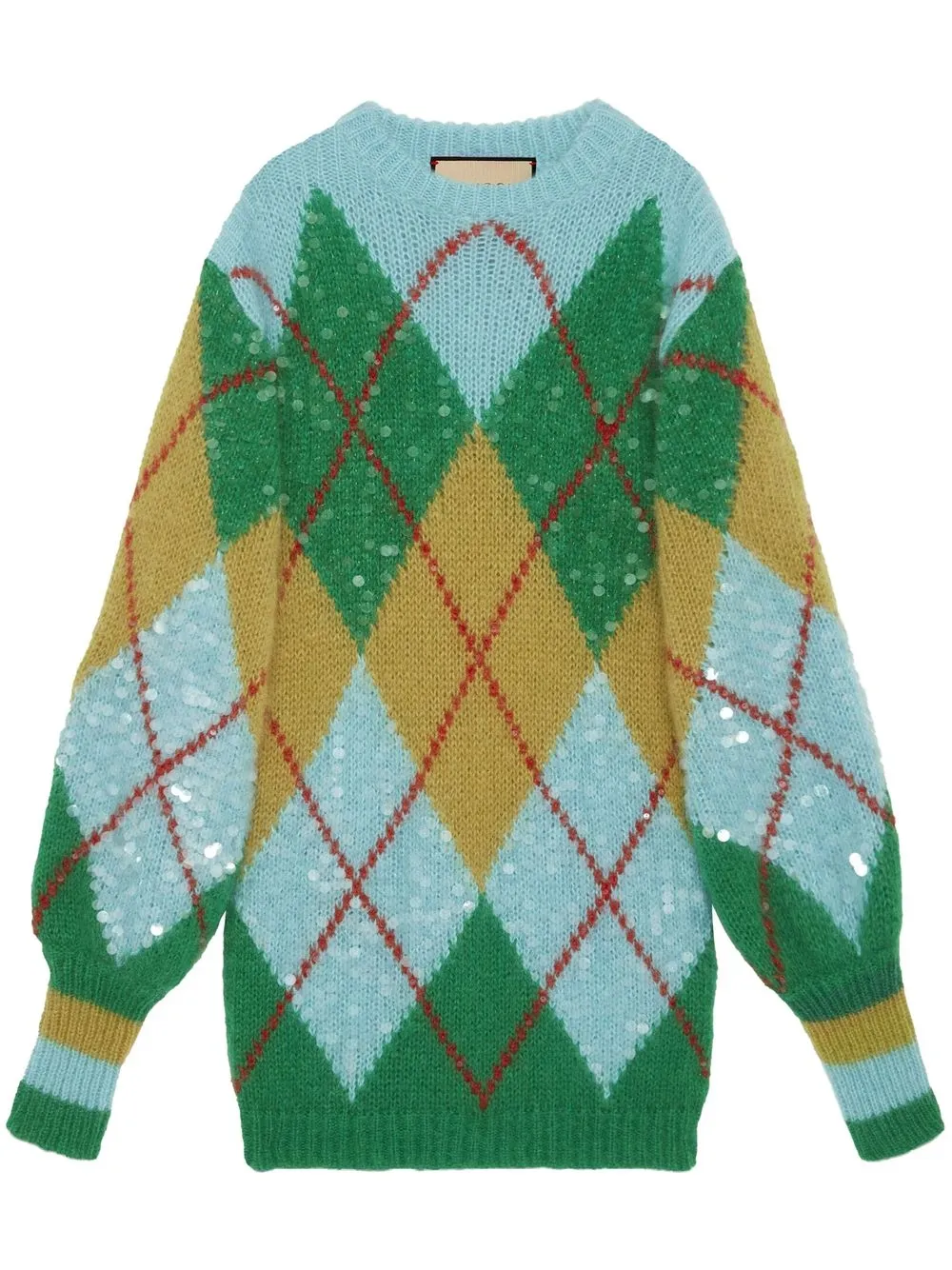 Gucci Sequinned Argyle Jumper Dress - Farfetch