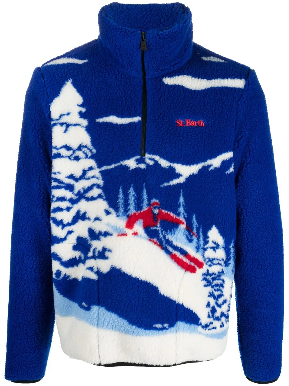 

MC2 Saint Barth graphic-print half-zip fleece sweatshirt - Blue