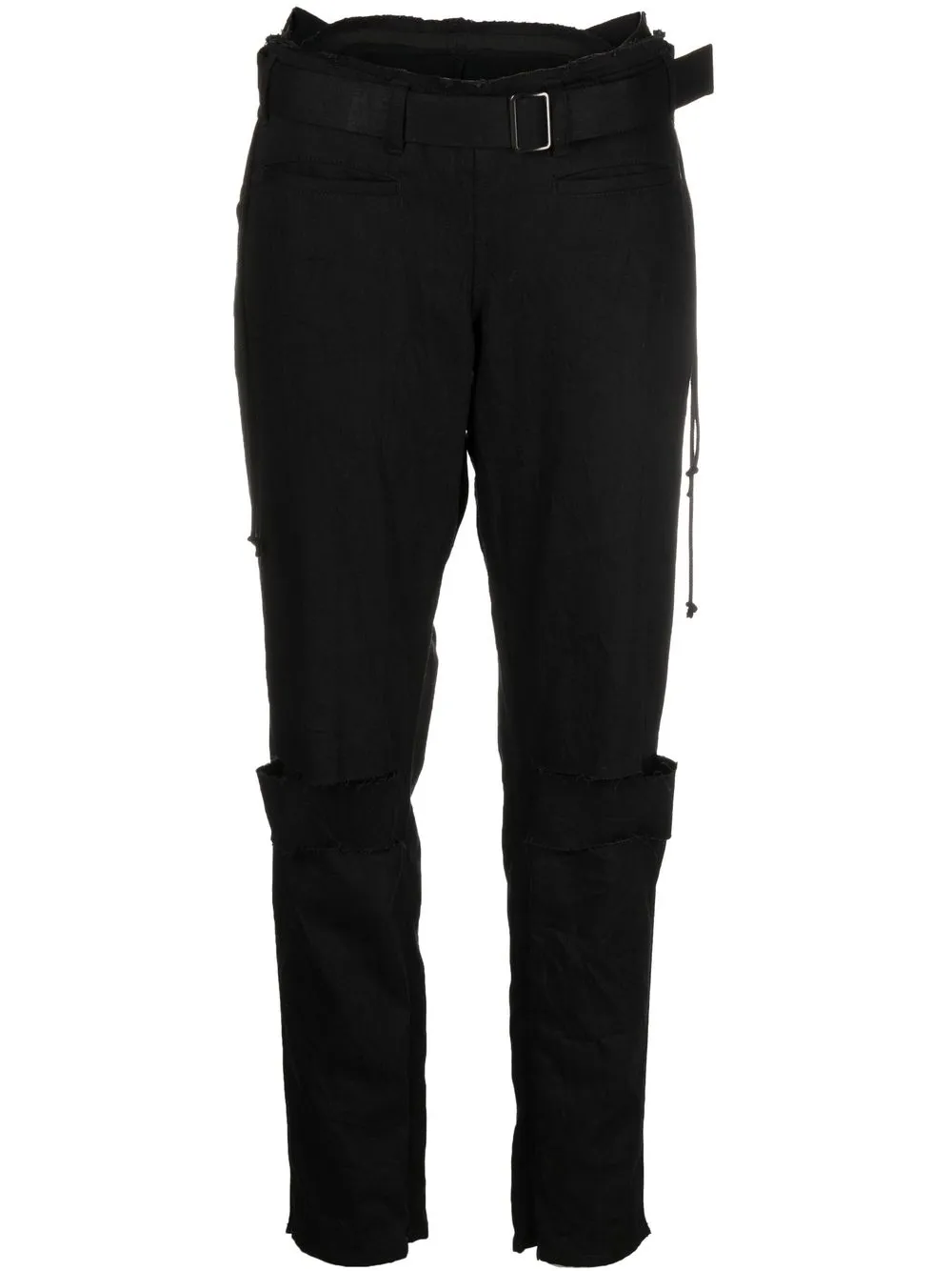 

Yohji Yamamoto pantalones slim rasgados - Negro