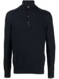 Brioni roll neck button-front cashmere jumper - Blue