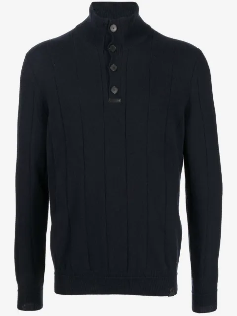 Brioni roll neck button-front cashmere jumper