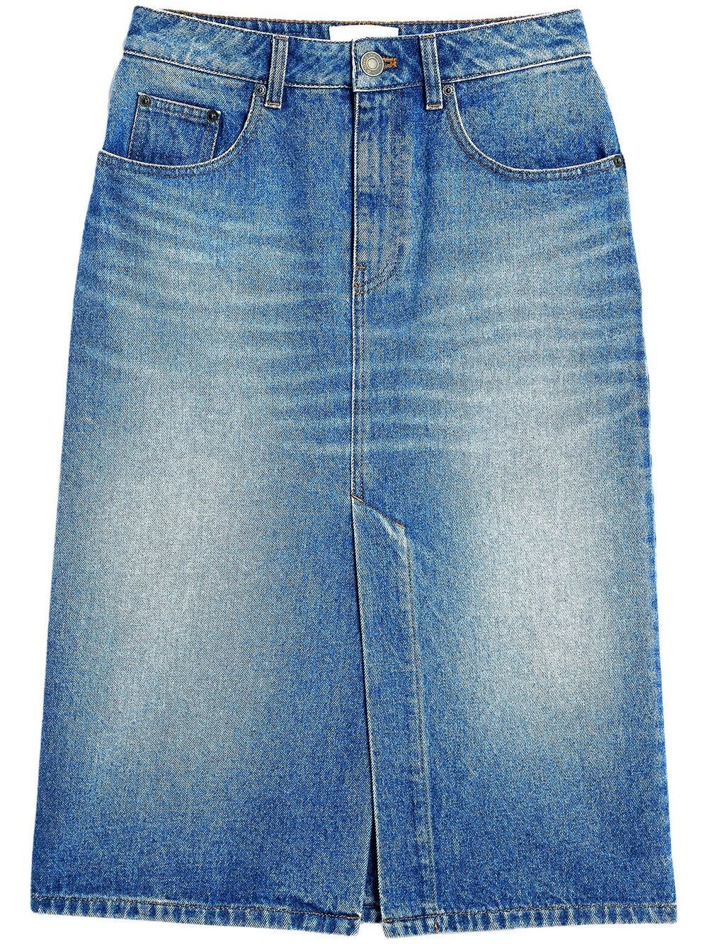 AMI Paris slit denim pencil skirt - Blue